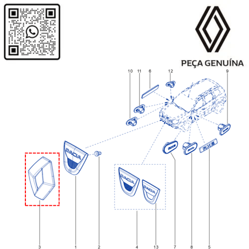 RN 02376R 628902376R EMBLEMA DA GRADE DIANTEIRA DUSTER - 3